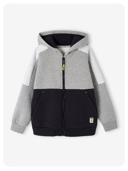 Jungen Kapuzensweatjacke - grau meliert